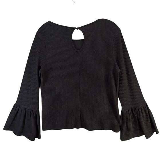 Anthropologie Porridge Joan Bell Sleeved Top Womens M Black Ribbed Boho Chic - Picture 5 of 14